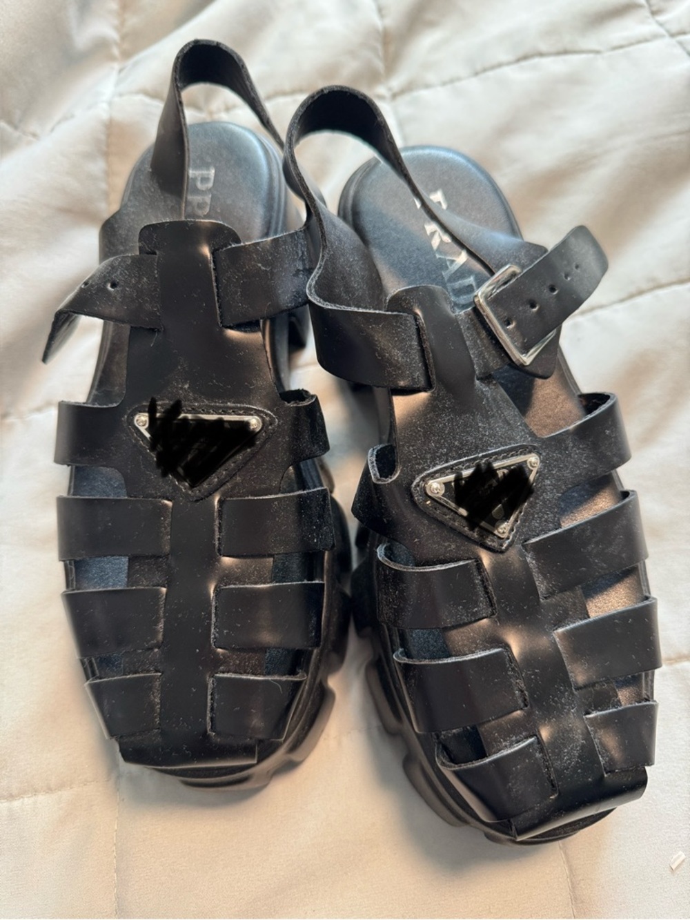 Black Strappy Jelly Sandals with Logo Plaque